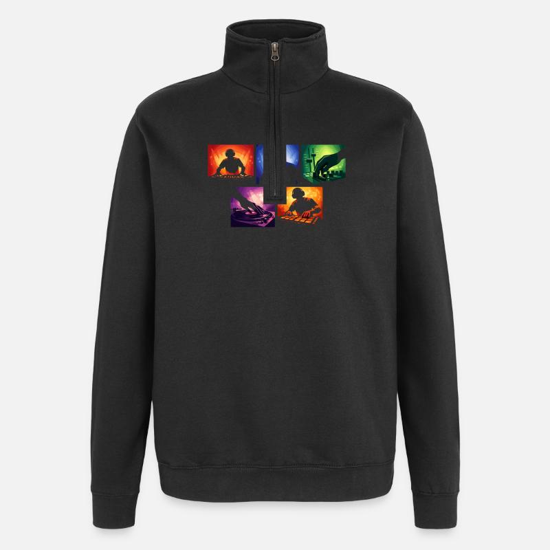 Schallwellen DJ-Set Farbexplosion - Quarter-Zip-Sweatshirt - Schwarz