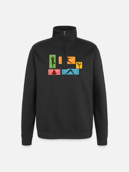 Bunte Yoga Silhouetten - Quarter-Zip-Sweatshirt - Schwarz