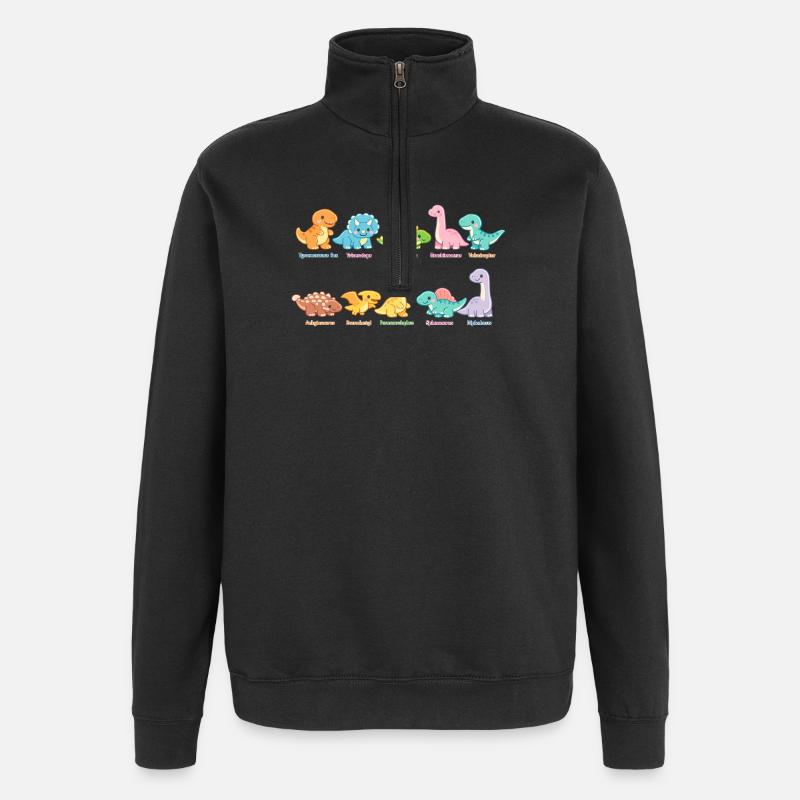 Bunte Dino-Truppe Niedliche Saurier - Quarter-Zip-Sweatshirt - Schwarz