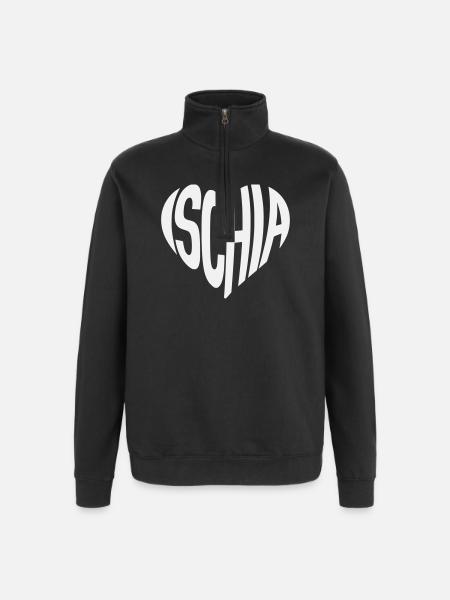 Ischia Heart Shape Typo - Quarter-Zip Sweatshirt - black