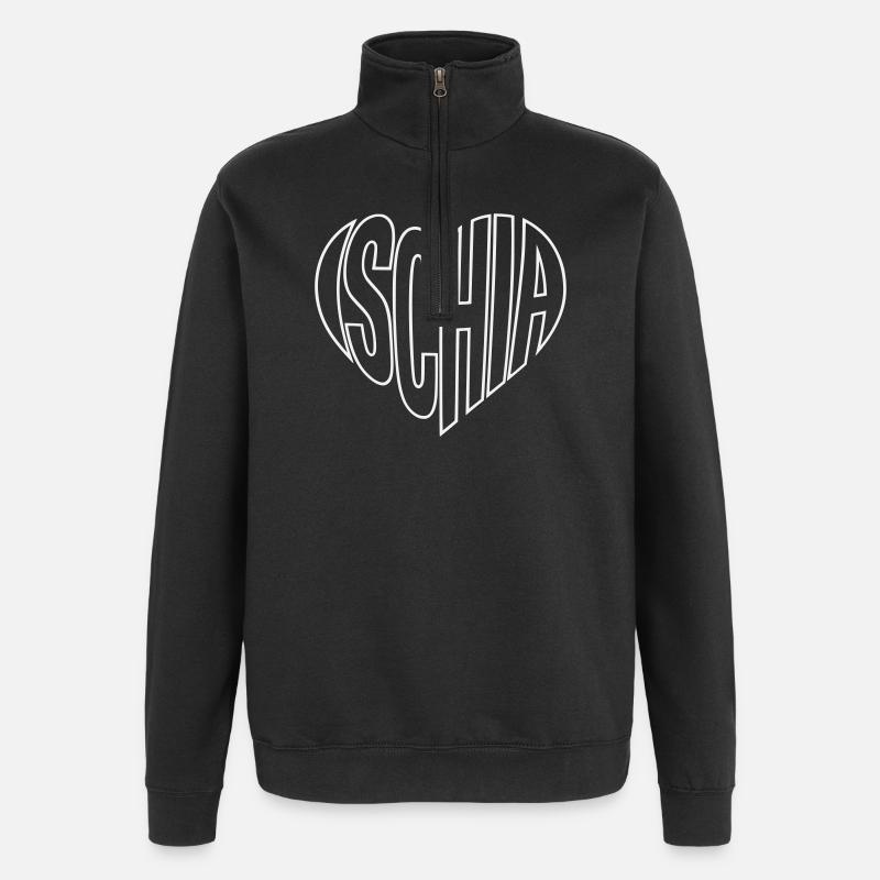 Ischia lettering heart shape - Quarter-Zip Sweatshirt - black