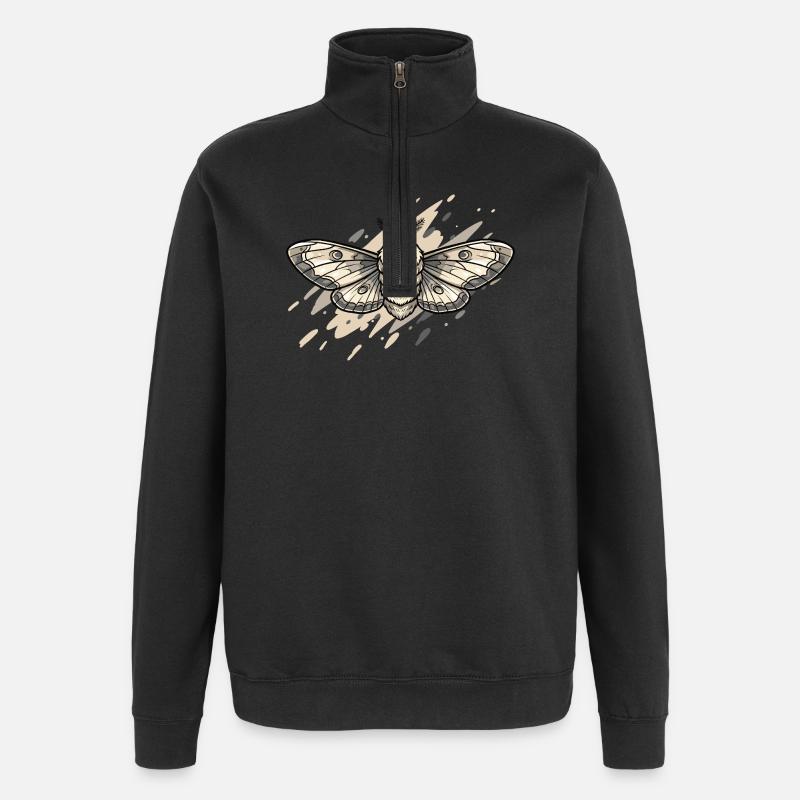 Moth Moth Illustration - Quarter-Zip Sweatshirt - black