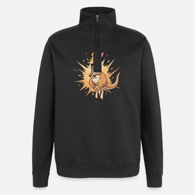 Känguru Lachsprung - Quarter-Zip-Sweatshirt - Schwarz