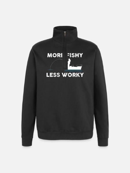 Angler Boot Witz - Quarter-Zip-Sweatshirt - Schwarz