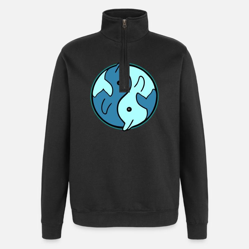 Delfine YinYang Kreis Design - Quarter-Zip-Sweatshirt - Schwarz