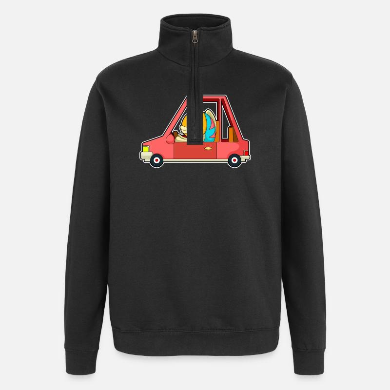 Fisch Auto - Quarter-Zip-Sweatshirt - Schwarz