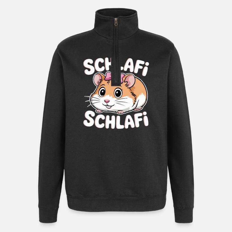 Schlafi Schlafi Hamster Design - Sweat à zip 1/4 - noir