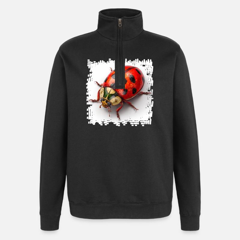 Red Ladybug Pattern Shirt - Quarter-Zip Sweatshirt - black