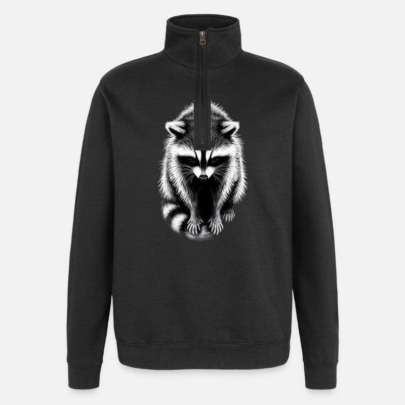 Racoon Schattenzeichnung Waschbär - Quarter-Zip-Sweatshirt - Schwarz
