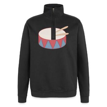 Cartoon Drum with Triangle Decor - Quarter-Zip Sweatshirt - black - Front - AI Model Female 172 light (172cm) & AI Model Male 178 dark (178cm)