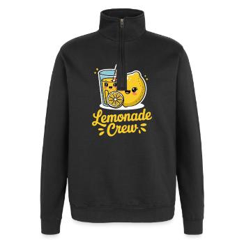 Lemonade Crew Lustige Zitrone Cartoon Illustration - Quarter-Zip-Sweatshirt - Schwarz - Vorne - AI Model Female 172 light (172cm) & AI Model Male 178 dark (178cm)