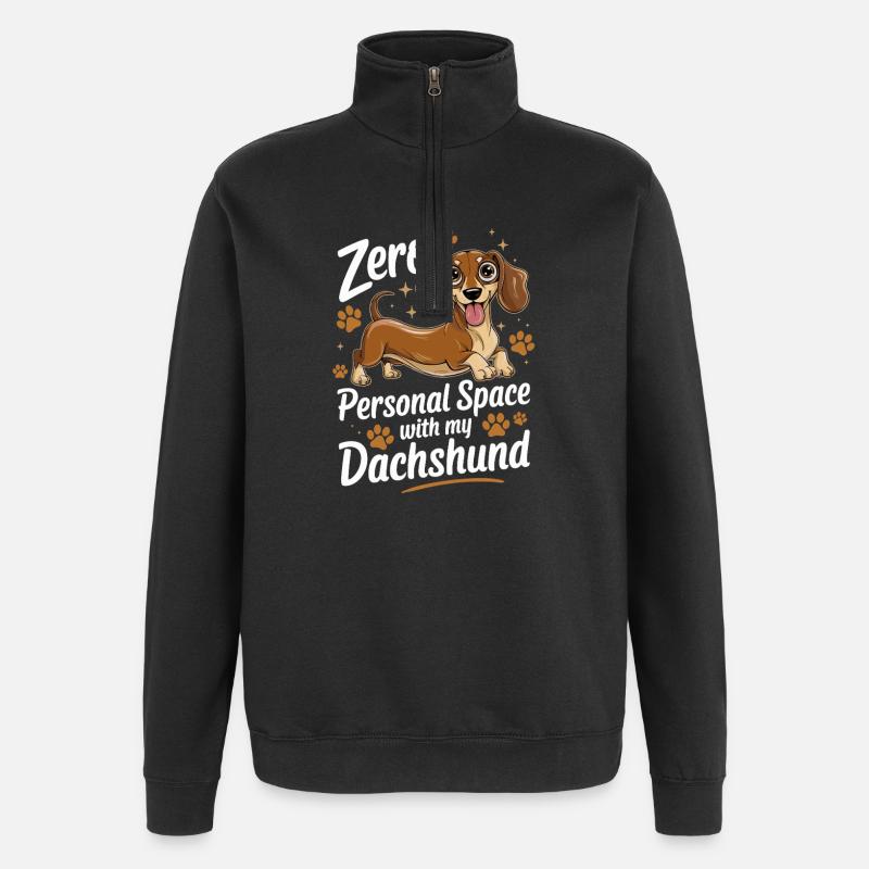 Zero Personal Space With My Dachshund Funnier - Quarter-Zip Sweatshirt - black