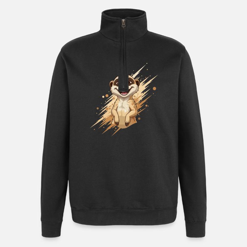Splash joyeux de suricate - Sweat à zip 1/4 - noir