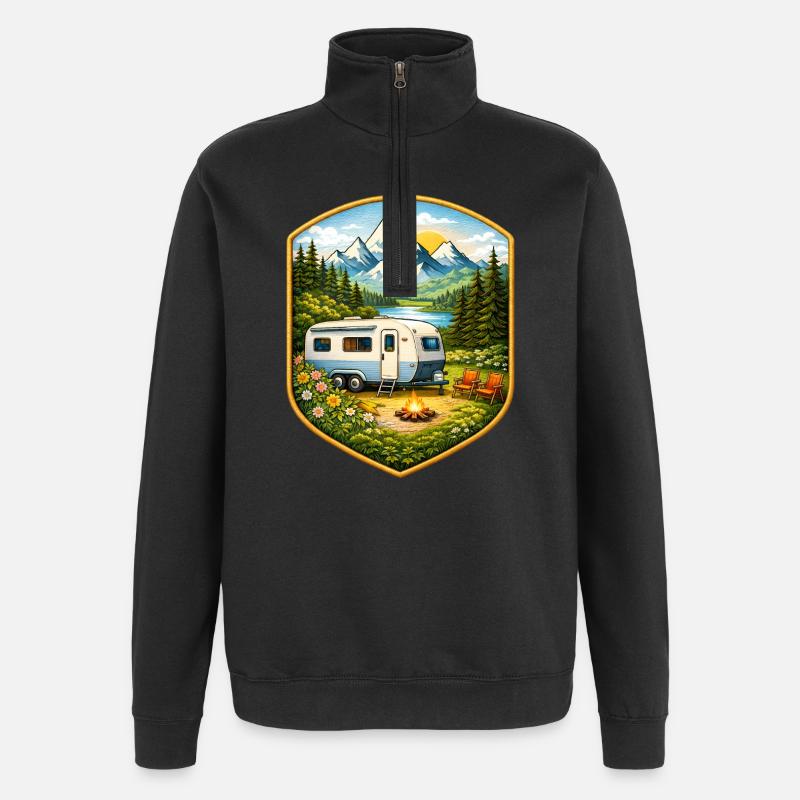 Terrain de camping avec caravane - Sweat à zip 1/4 - noir