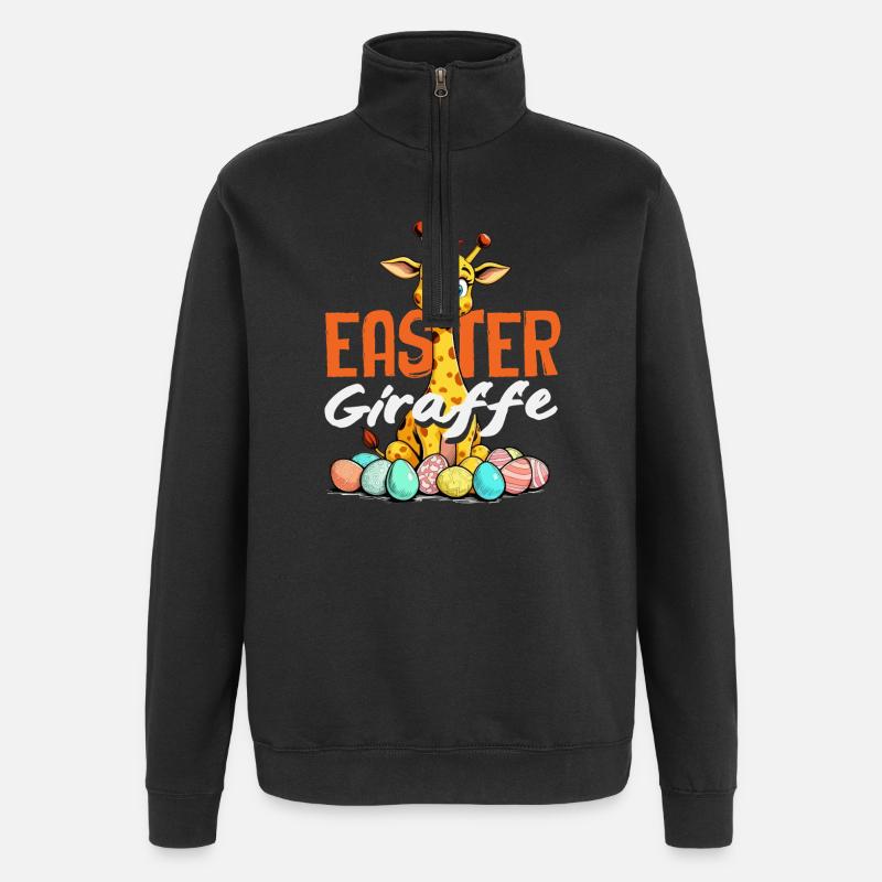 Joyeuses girafes de Pâques sucrées - Sweat à zip 1/4 - noir