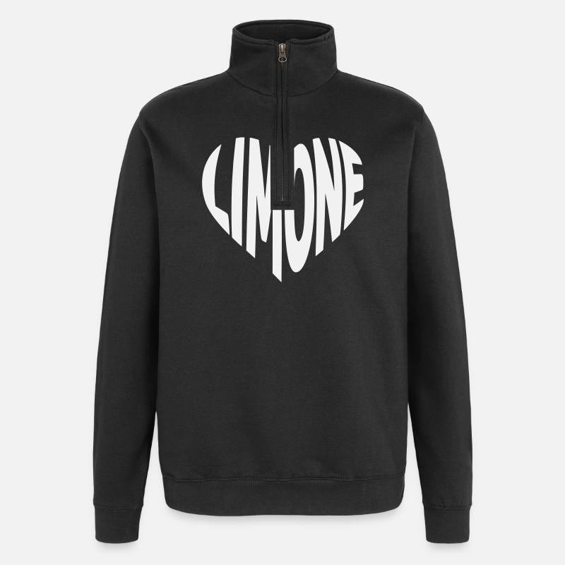Limone Herz Design - Quarter-Zip-Sweatshirt - Schwarz