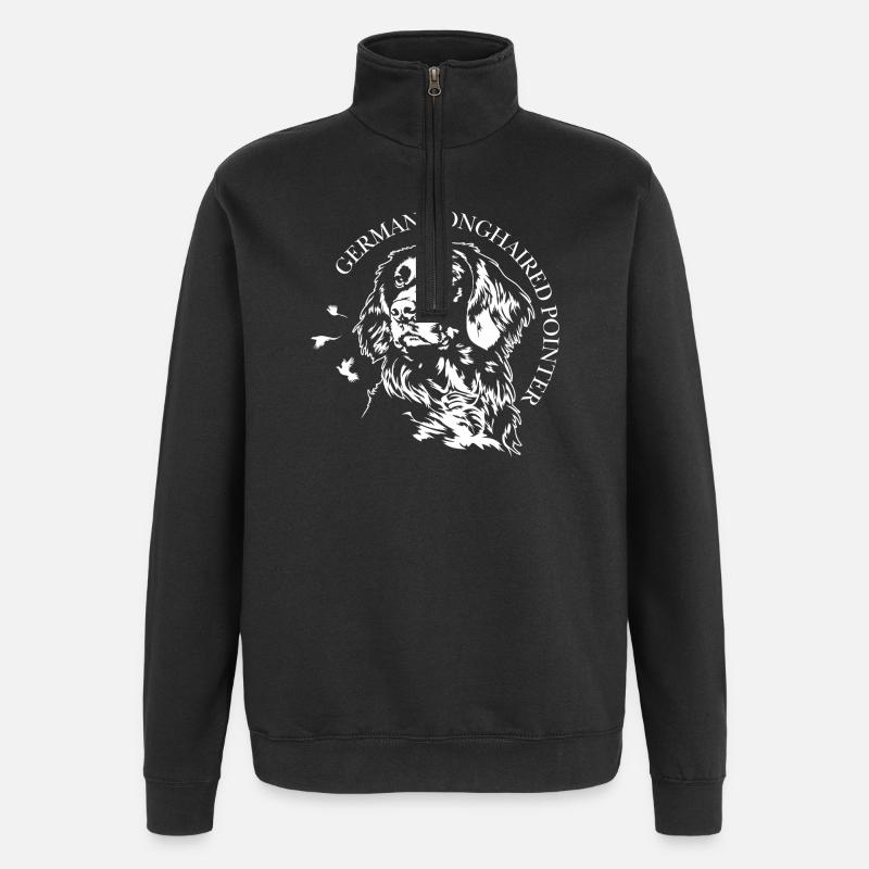 German Longhaired Pointer Jagdhunde Hunde Wilsigns - Quarter-Zip-Sweatshirt - Schwarz