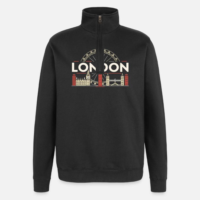 London Skyline and Ferris Wheel - Quarter-Zip Sweatshirt - black