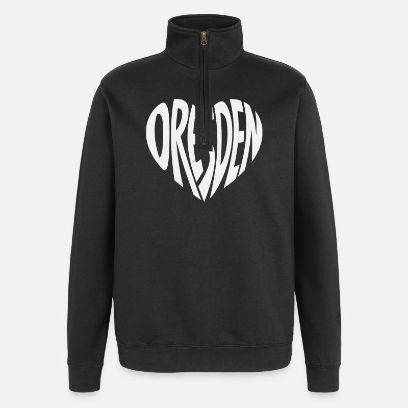Lettrage en cœur de Dresde - Sweat à zip 1/4 - noir