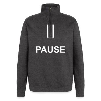 Relevé cadeau du temps mort pour la pause - Sweat à zip 1/4 - charbon - Devant - AI Model Female 172 light (172cm) & AI Model Male 178 dark (178cm)