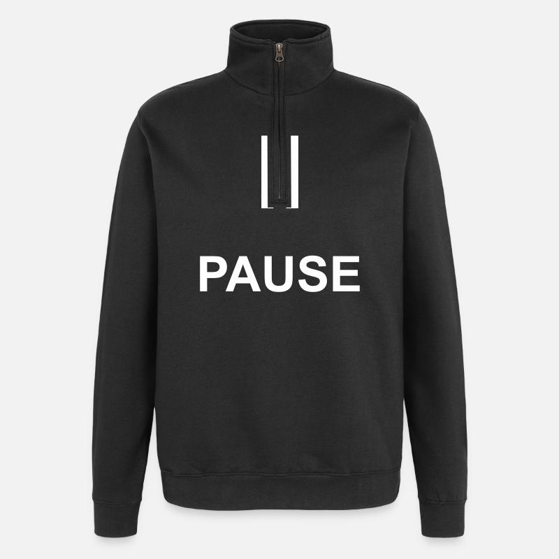 Pause Auszeit Geschenk Statement - Quarter-Zip-Sweatshirt - Schwarz