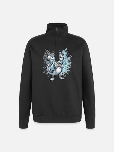 Snow Leopard Hatchling Splash - Quarter-Zip Sweatshirt - black