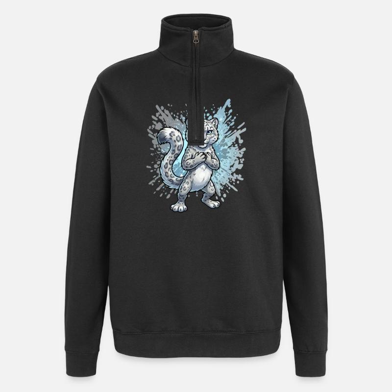 Éclaboussure de léopard des neiges - Sweat à zip 1/4 - noir