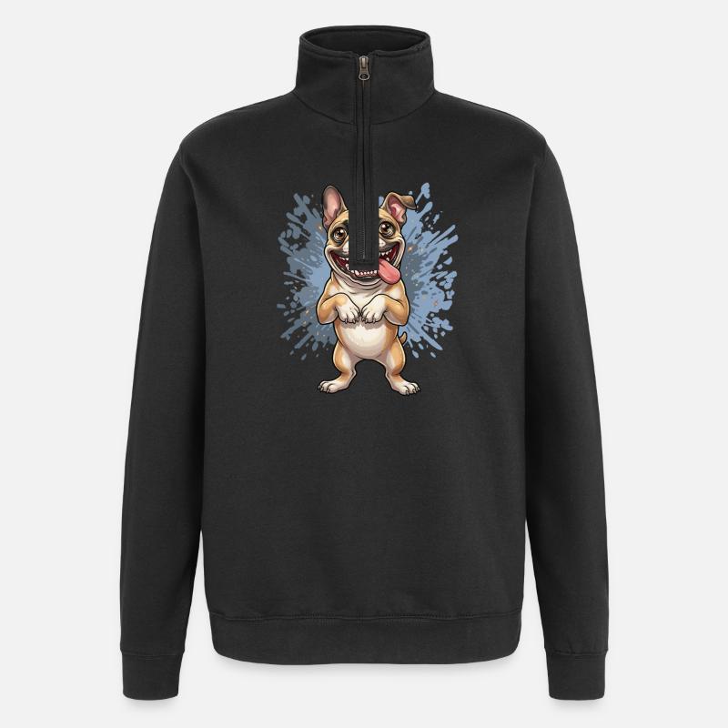 Pug Pose Splash - Quarter-Zip Sweatshirt - black