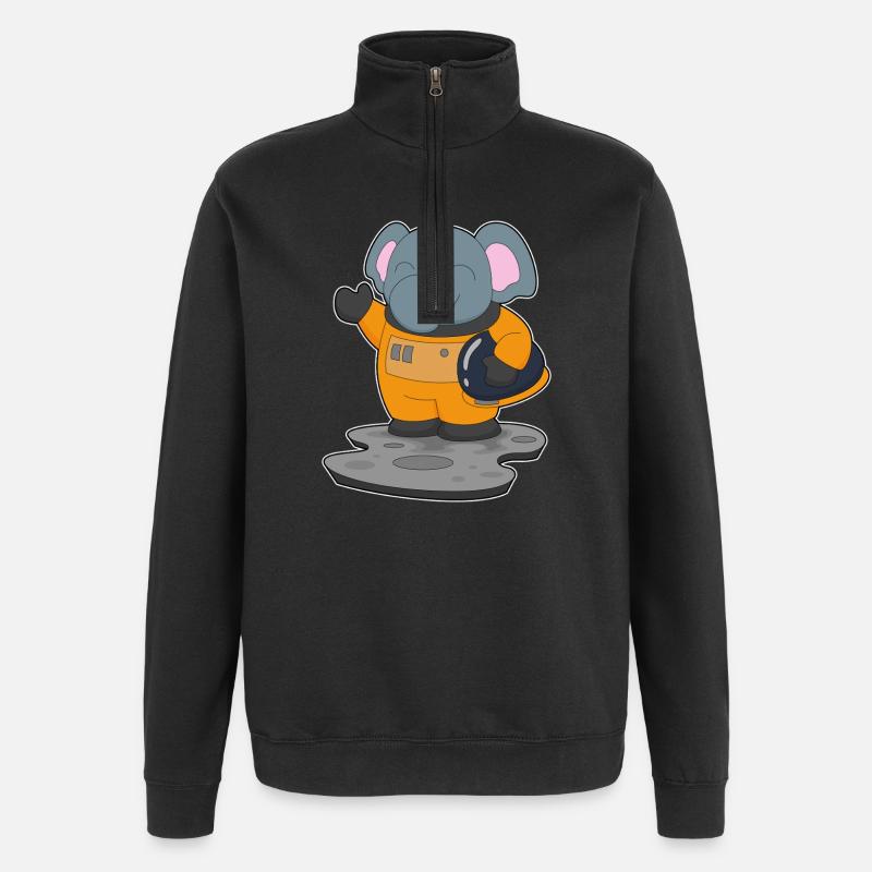 Elephant Astronaut Space - Quarter-Zip Sweatshirt - black