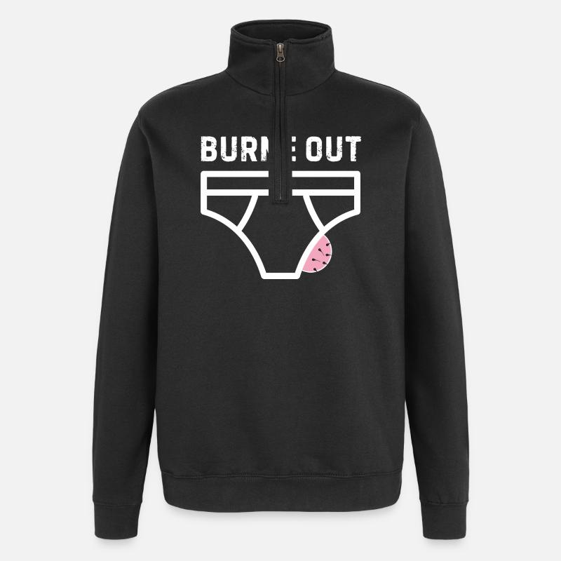 Burne out – humour bureau stress - Sweat à zip 1/4 - noir
