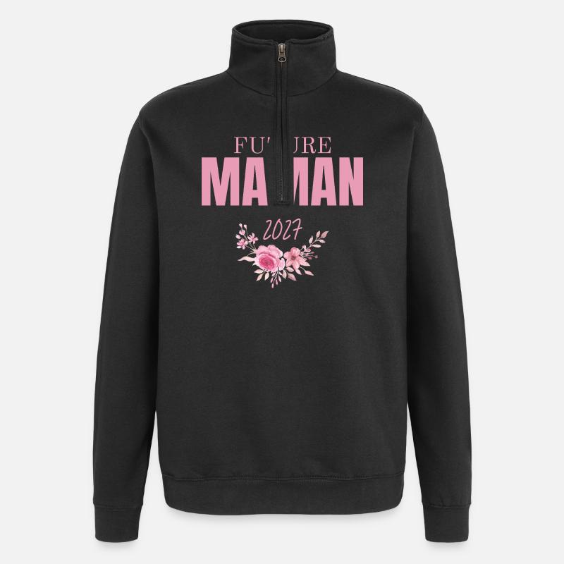 Futur Maman Floral 2027 - Sweat à zip 1/4 - noir