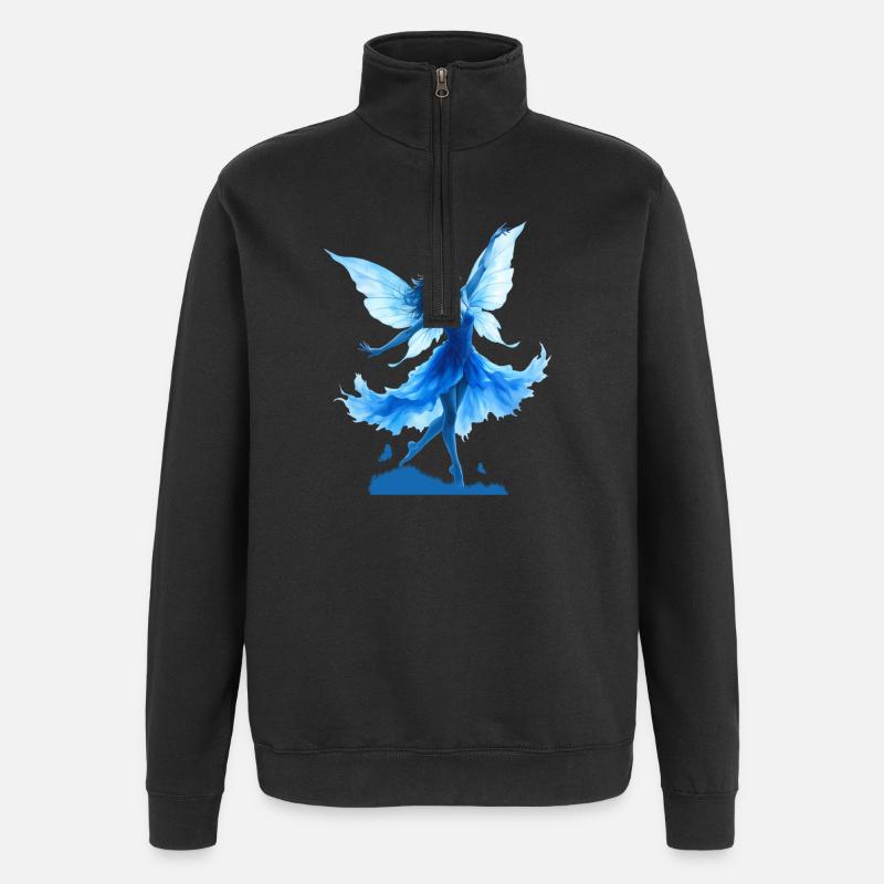 Blue Fairy in Flight - Quarter-Zip Sweatshirt - black