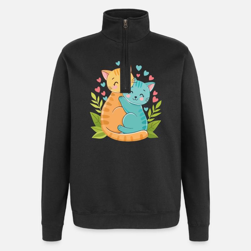 Câlins de chatons - Sweat à zip 1/4 - noir