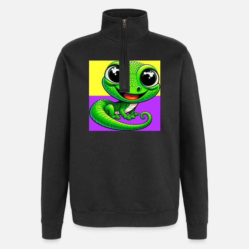 Gecko - Sweat à zip 1/4 - noir