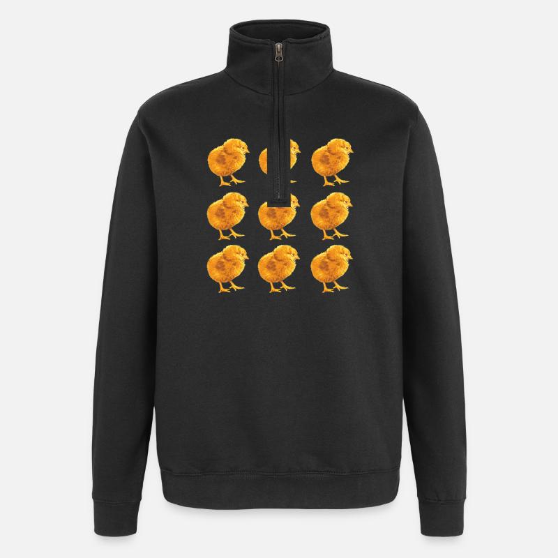 Fans de poulets - - Coq - Poussins - Sweat à zip 1/4 - noir
