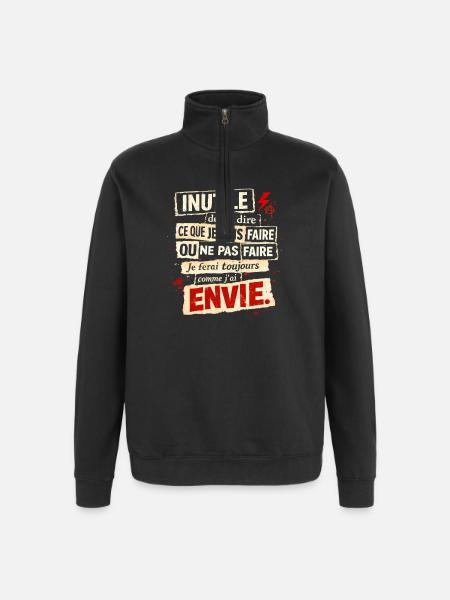 Rebellious Envy – Typographic Poster - Quarter-Zip Sweatshirt - black