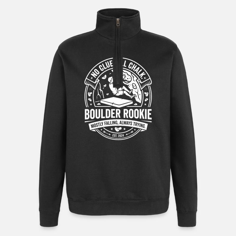 Boulder Rookie Climbing Logo - Quarter-Zip Sweatshirt - black