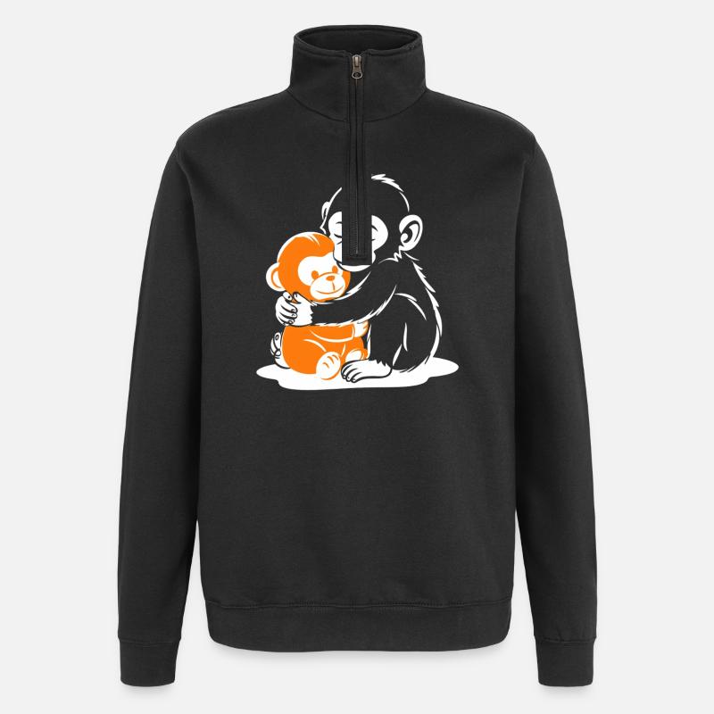 Duo de Singes Câlins - Sweat à zip 1/4 - noir