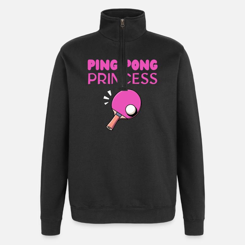 Ping-Pong-Prinzessin - Quarter-Zip-Sweatshirt - Schwarz