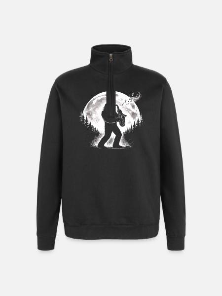Bigfoot Saxophonist - Quarter-Zip Sweatshirt - black