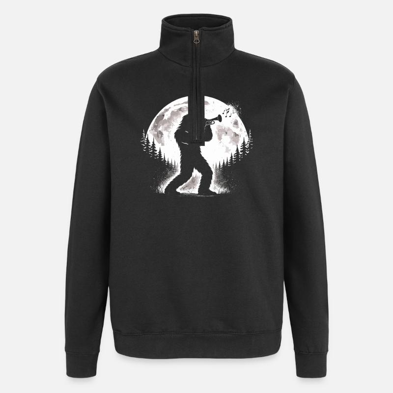 Bigfoot joue de la trompette - Sweat à zip 1/4 - noir