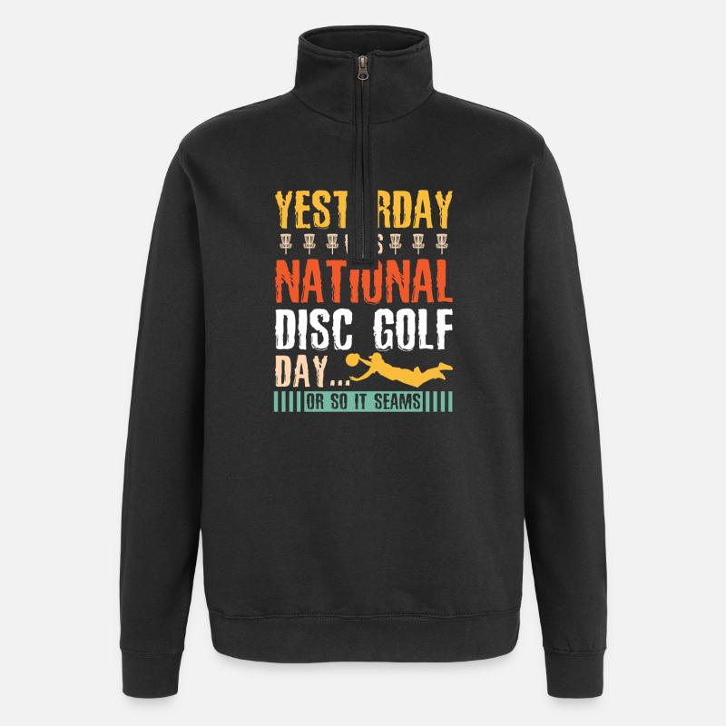 Cadeaux de disc golf Disc Golf - Sweat à zip 1/4 - noir