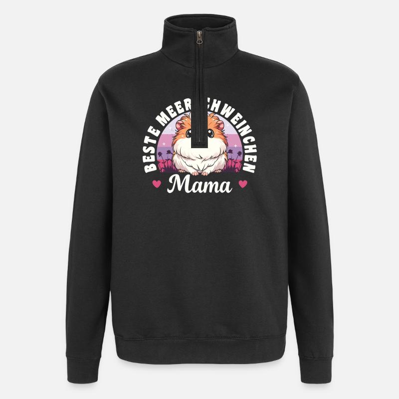 Meilleure maman cochon d’Inde - Sweat à zip 1/4 - noir