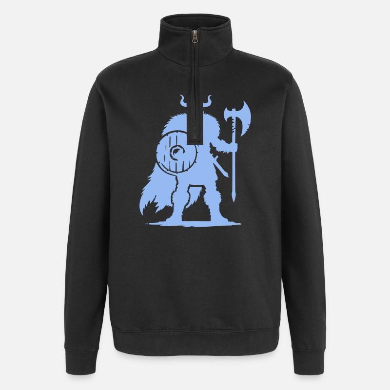 Guerrier viking avec hache et bouclier - Sweat à zip 1/4 - noir