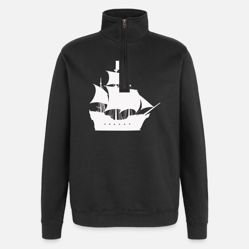 Silhouette du navire pirate - Sweat à zip 1/4 - noir