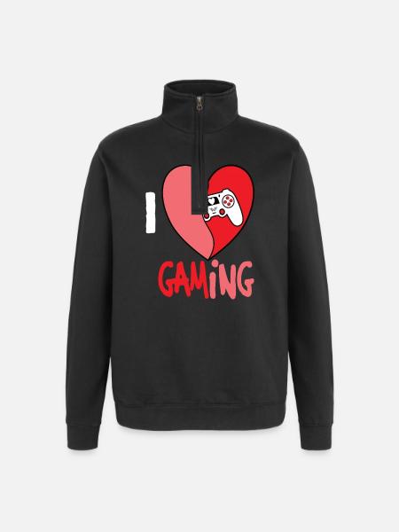 I LOVE GAMING - Quarter-Zip-Sweatshirt - Schwarz