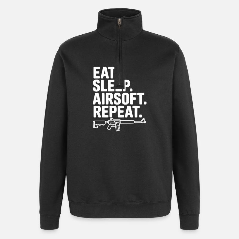 Eat. Sleep. Airsoft. Repeat. - Quarter-Zip Sweatshirt - black