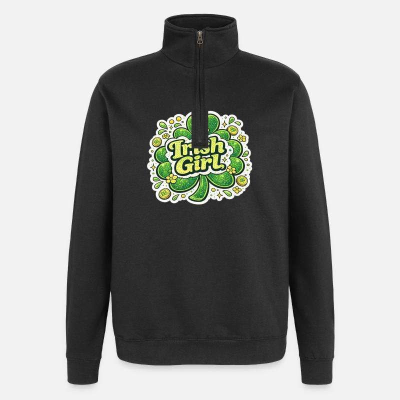 Design d’autocollants de trèfle irlandaise - Sweat à zip 1/4 - noir