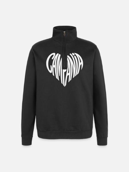 Campania Herz Typografie - Quarter-Zip-Sweatshirt - Schwarz