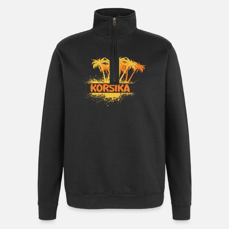 Korsika als Sonne - Quarter-Zip-Sweatshirt - Schwarz